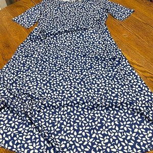 Noracora blue/white floral maxi dress.  One button in back.  Size Medium.  NWT
